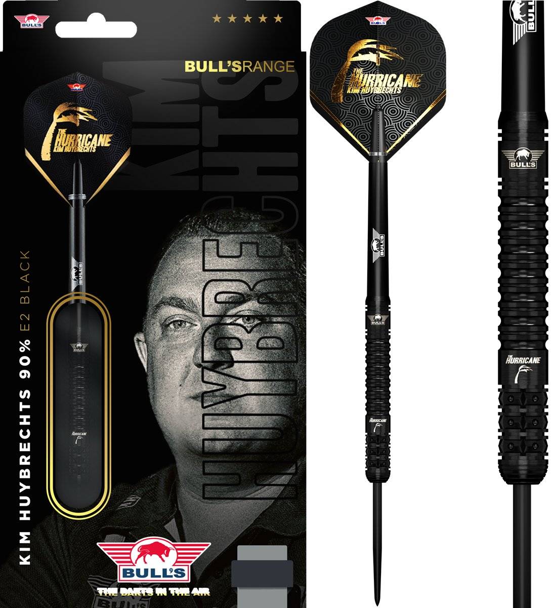 Bull´s Kim Huybrechts E2 Full Black 90% Steeldarts 23/25 Gramm Steeldarts