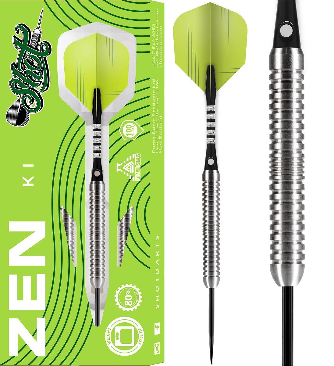 SHOT! Zen Ki 80 % Tungsten Steeldart 22/24/26 Gramm Steeldarts