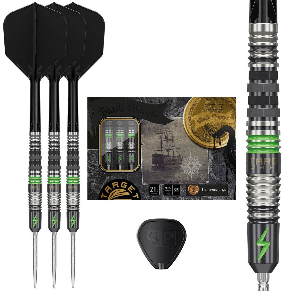 Target Black Marque Lightning 3.0 90% Swiss Points Steeldarts 21/23 Gramm Steeldarts
