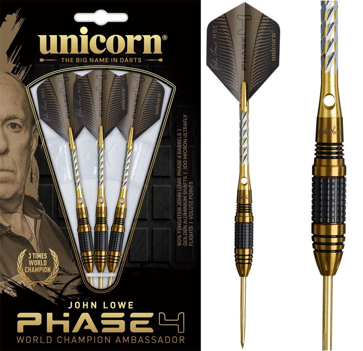 Unicorn John Lowe P4 90% Steeldarts 21/23/25 Gramm Steeldarts