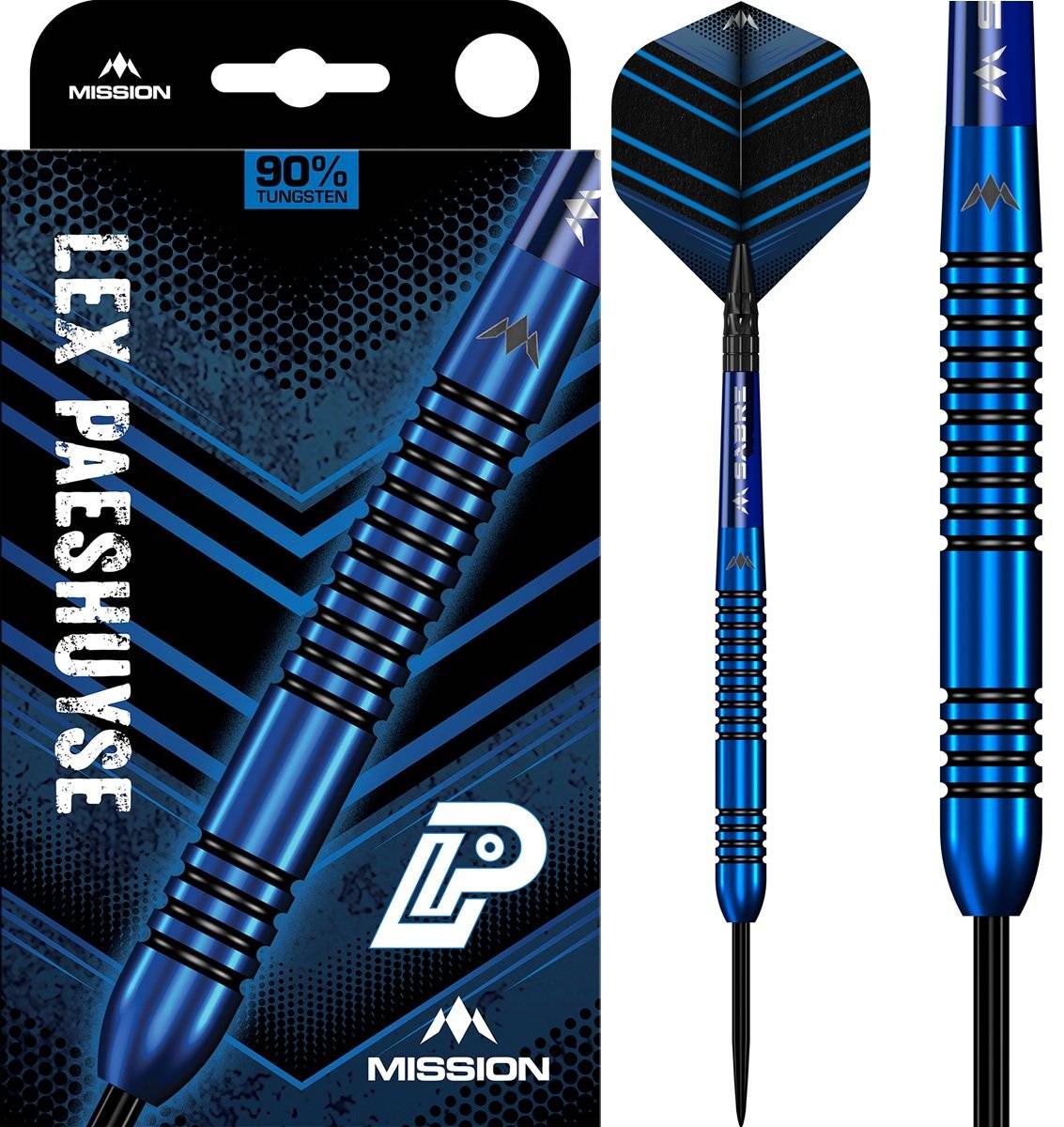 Mission Lex Paeshuyse Blue & Black 90% Steeldarts 22/24 Gramm Steeldarts