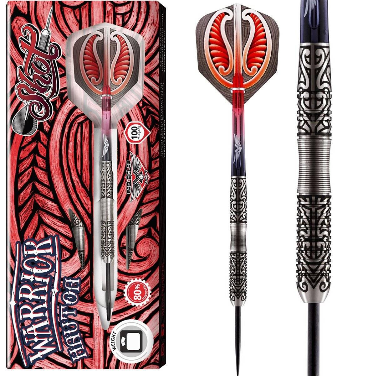 SHOT! Warrior Hautoa 80% Tungsten Steeldart 22/24/26 Gramm Steeldarts