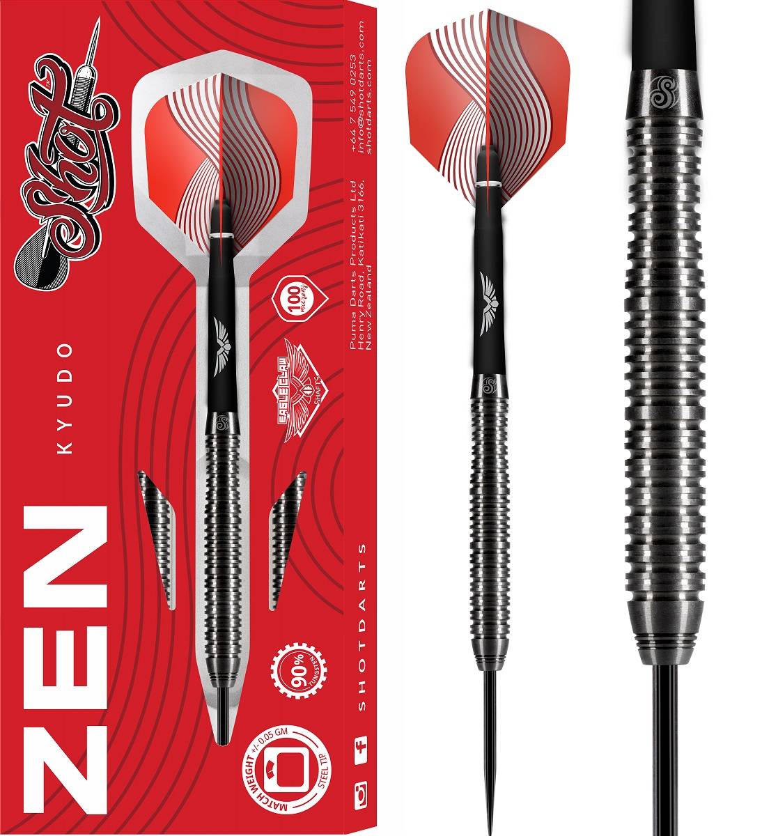 SHOT! Zen Kyudo 90 % Tungsten Steeldart 24/26 Gramm Steeldarts