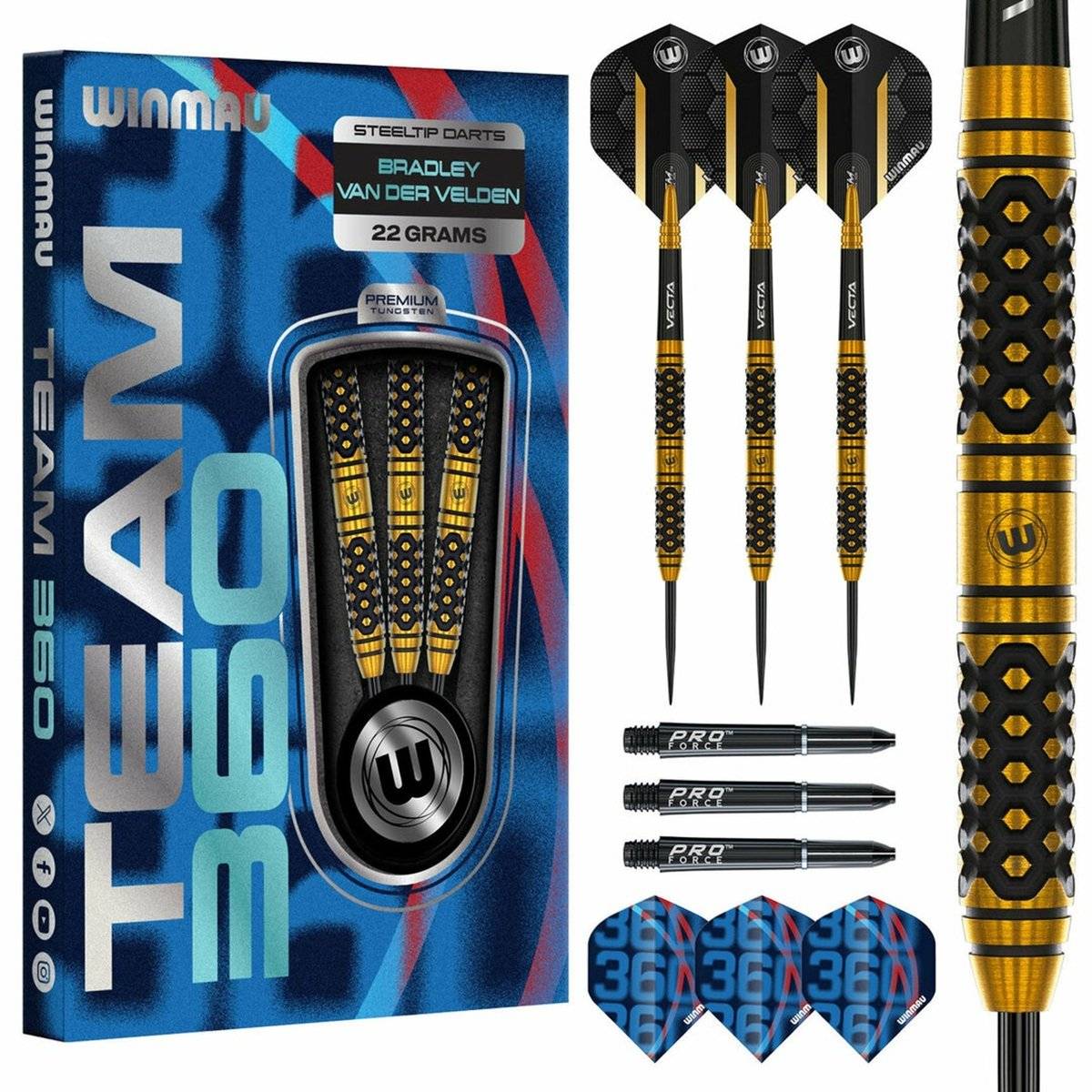 Winmau Team 360 Bradley van der Velden 90% Steeldarts 22 Gramm Steeldarts