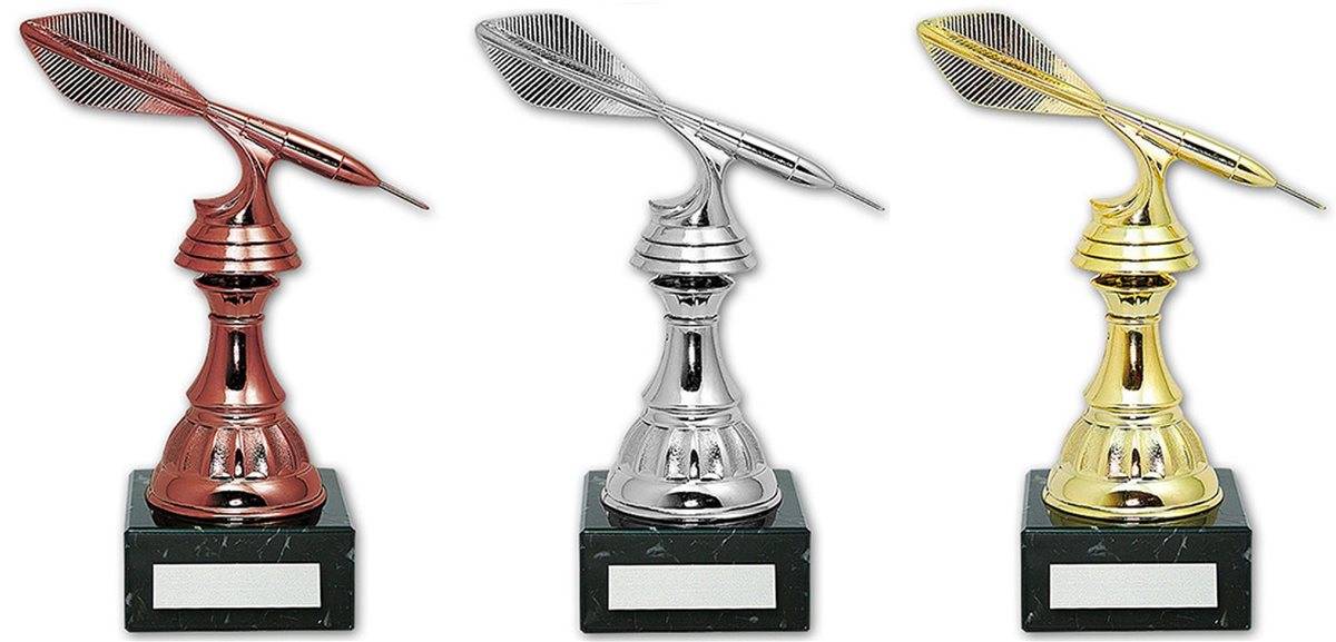 Dart Pokal Trophäe Flying Arrow Gold Silber Bronze Trophäe