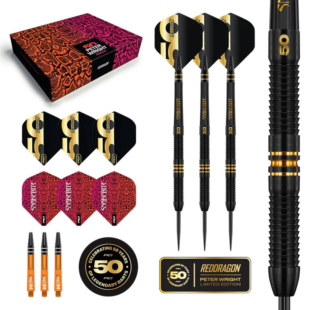 Reddragon Peter Wright 50 Years Limited Edition 90% Steeldarts 21 Gramm  Steeldarts