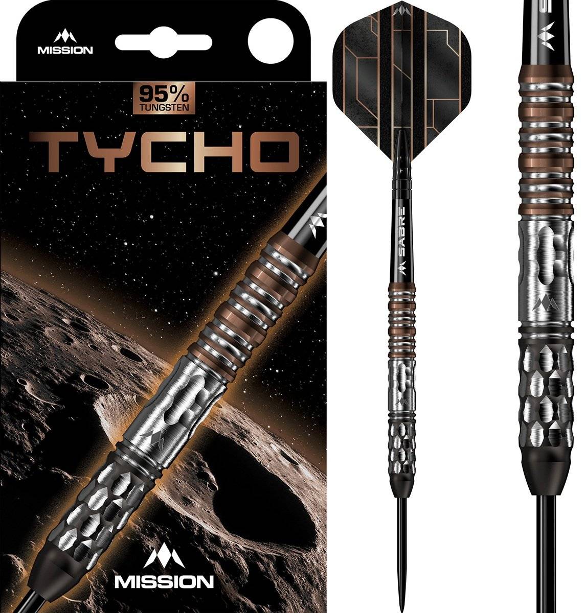 Mission Tycho Black & Bronze PVD 90% Steeldarts 22/24/26 Gramm Steeldarts