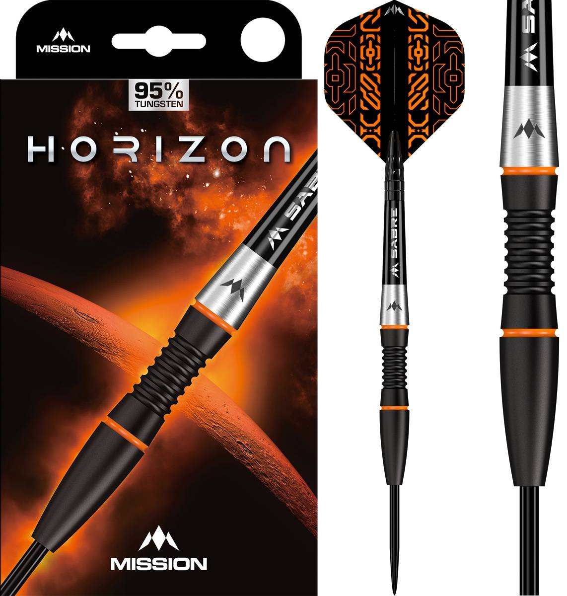 Mission Horizon Black PVD & Orange 95% Steeldarts 22/24 Gramm Steeldarts