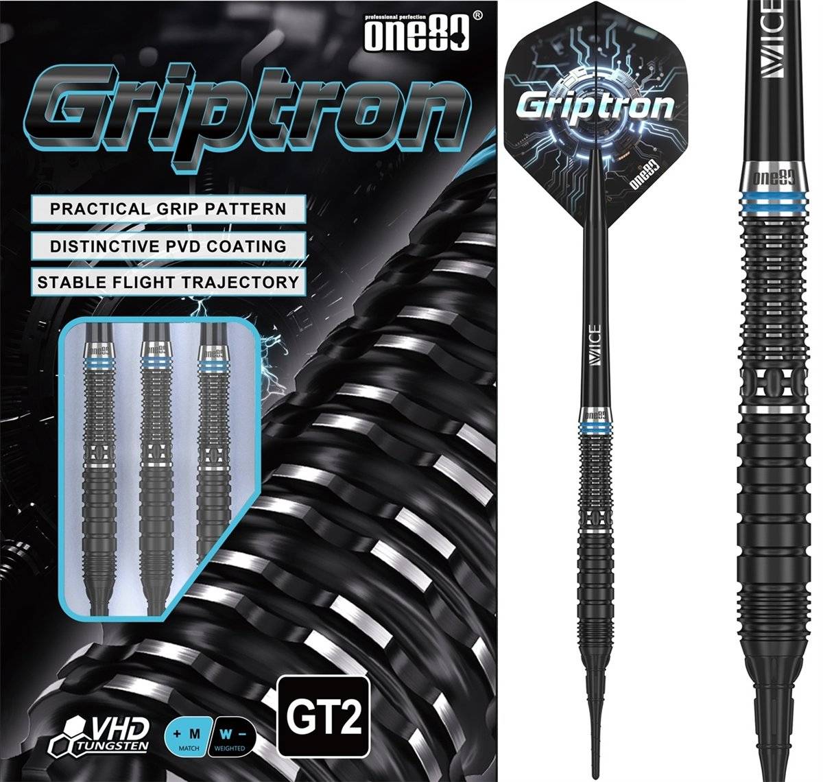 ONE80 Griptron GT2 90% Softdarts 18/20 Gramm Softdarts