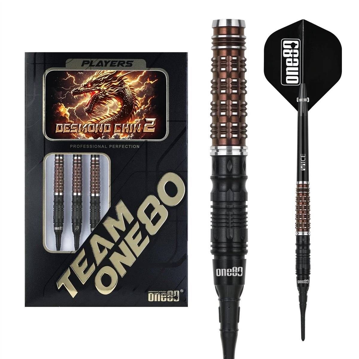 ONE80 Desmond Chin Black Signature Softdart 18,5 Gramm Softdarts