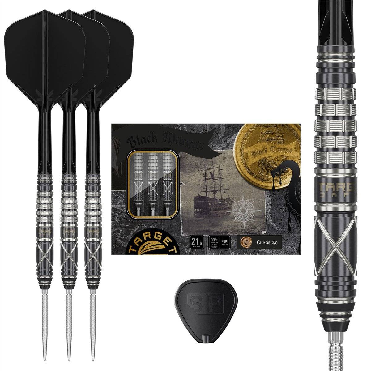Target Black Marque Chaos 2.0 90% Swiss Points Steeldarts 21/23 Gramm Steeldarts