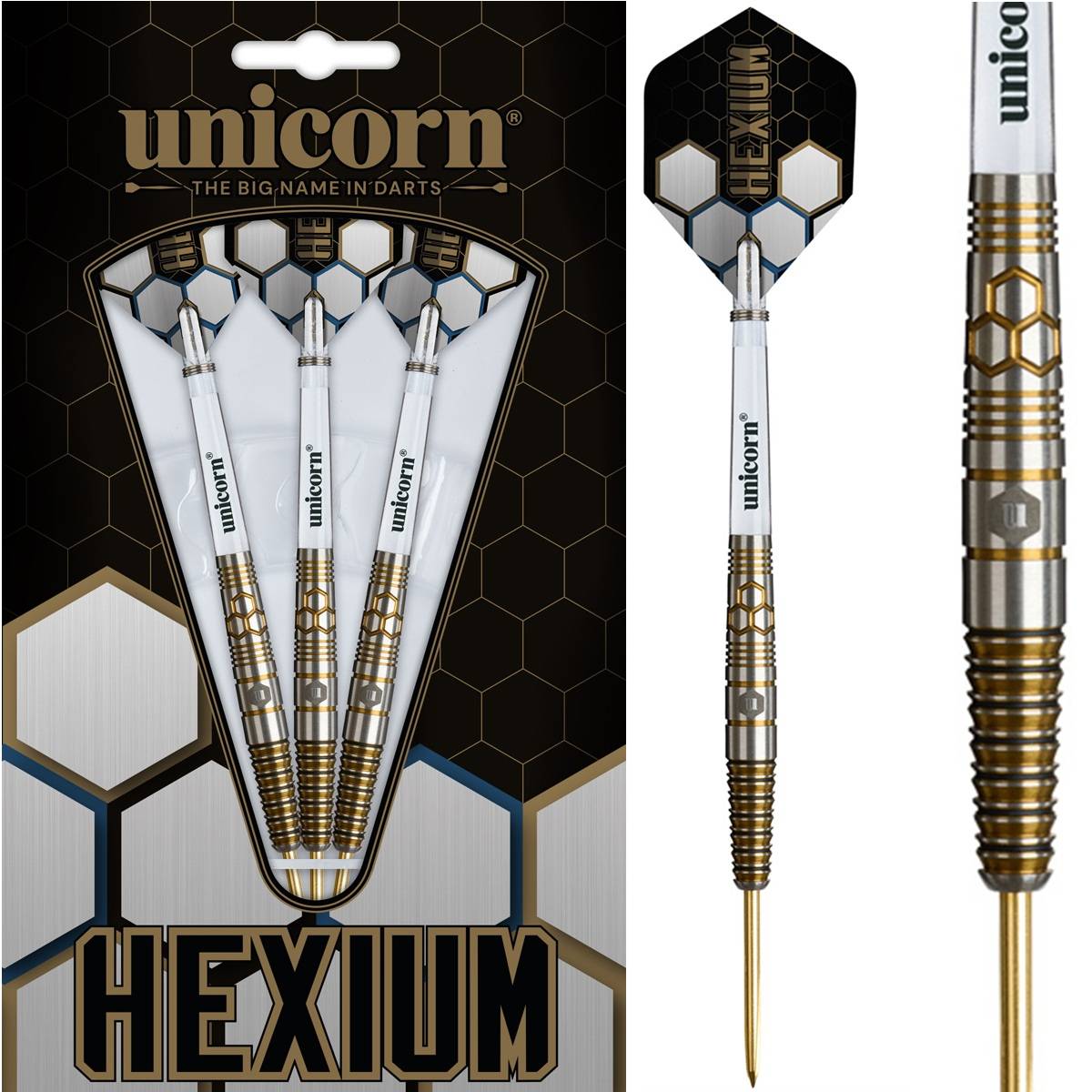 Unicorn Hexium 3 Gold 90% Steeldarts 24/26 Gramm Steeldarts