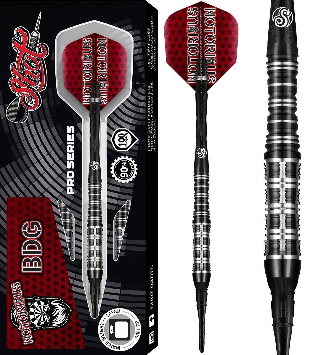 Shot! Pro Series Notorious BDG 90% Softdarts 18/20 Gramm Softdarts