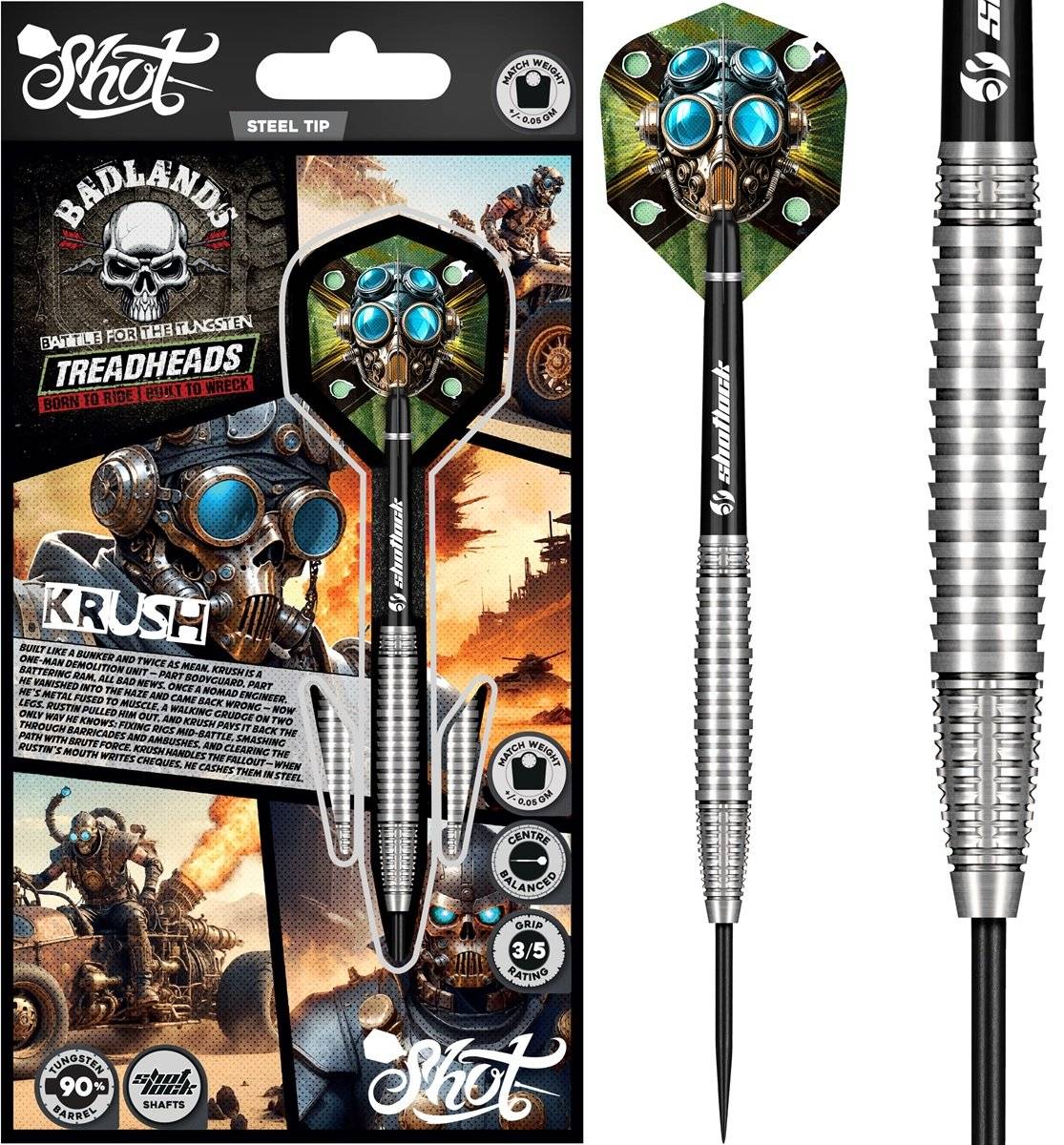SHOT! Badlands Krush 90% Steeldart 22/23/24/26/28 Gramm Steeldarts
