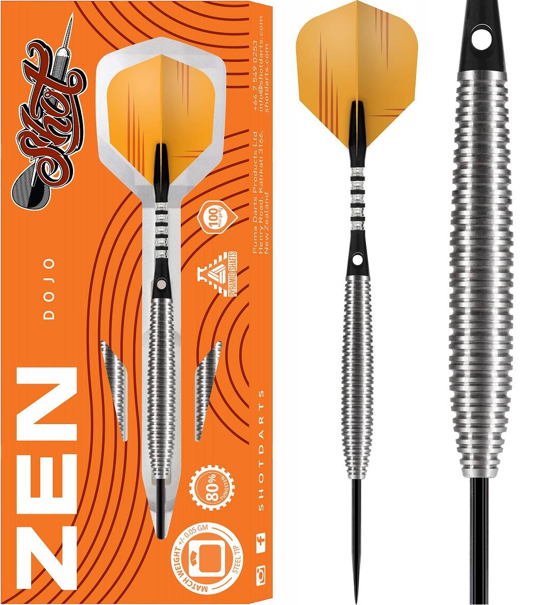 SHOT! Zen Dojo 80 % Tungsten Steeldart 21/23/25 Gramm Steeldarts