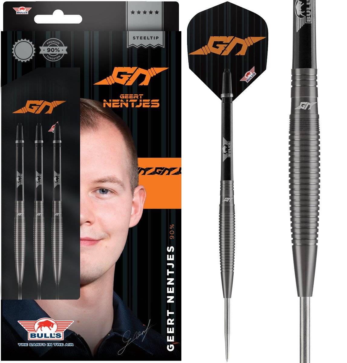 Bull's Geert Nentjes Black 90% Steeldarts 23/24/25 Gram Steeldarts