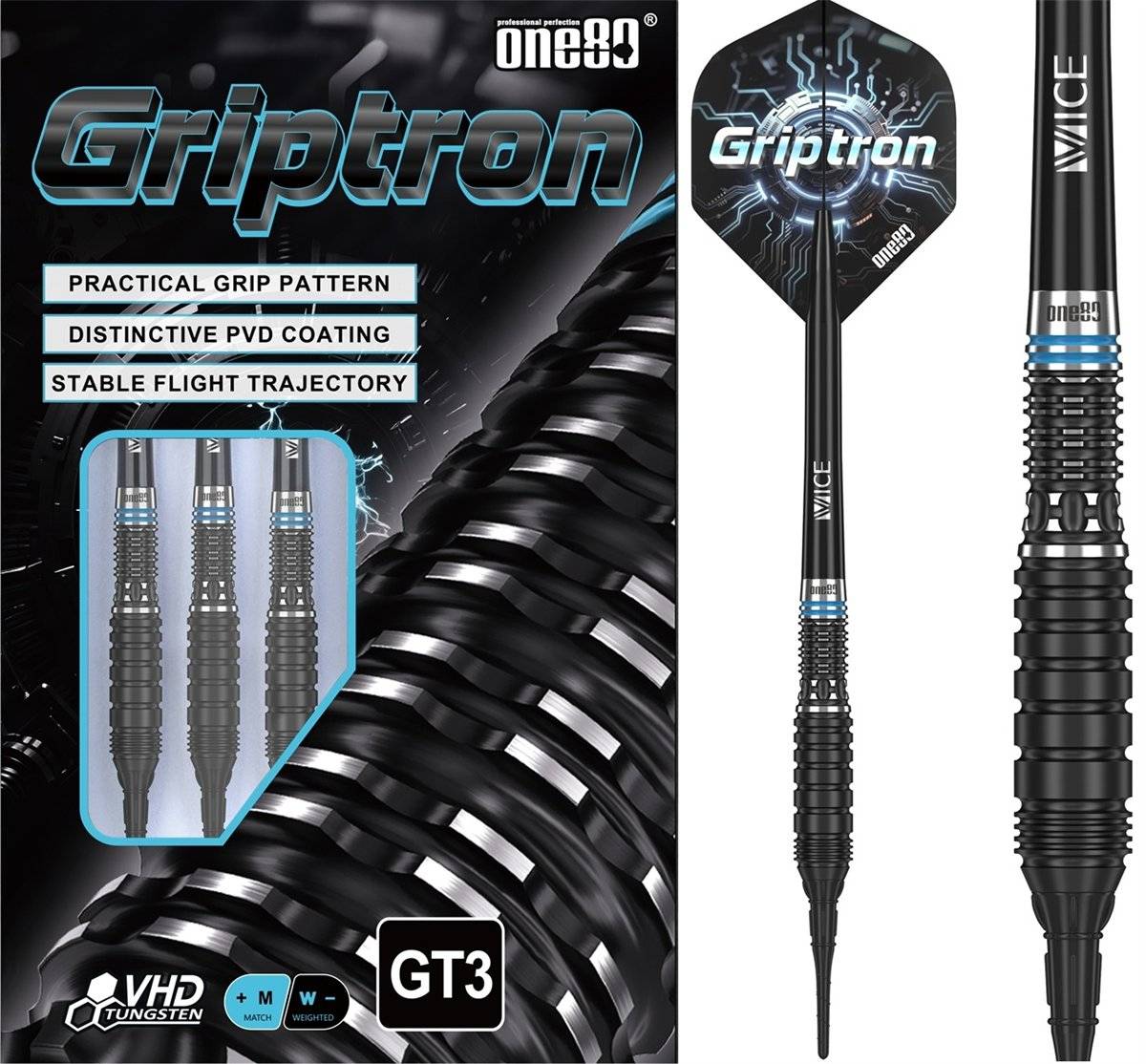 ONE80 Griptron GT3 90% Softdarts 18/20 Gramm Softdarts