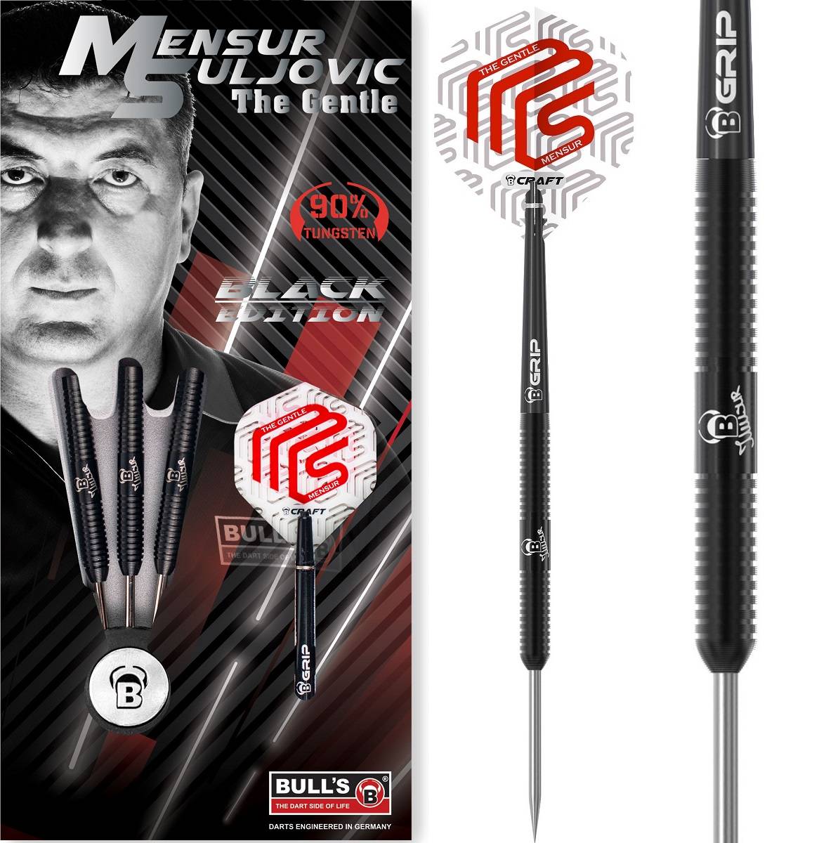 BULL'S Champions Mensur Suljovic Black-Edition Steel Dart 21/23/25 Gramm Steeldarts