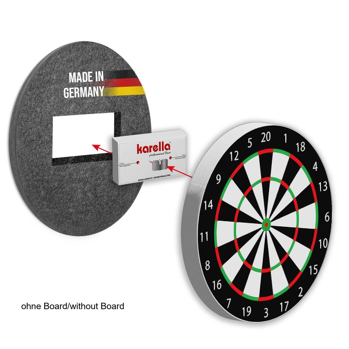 Karella Ø45 cm Silencer Schallschutz für Steeldartboards Steel Dartscheibe Schallschutz