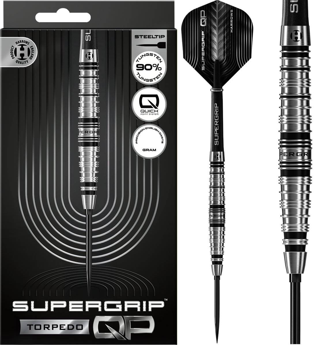 Harrows Supergrip QP Torpedo 90% Steeldarts 22/23/24 Gramm Steeldarts