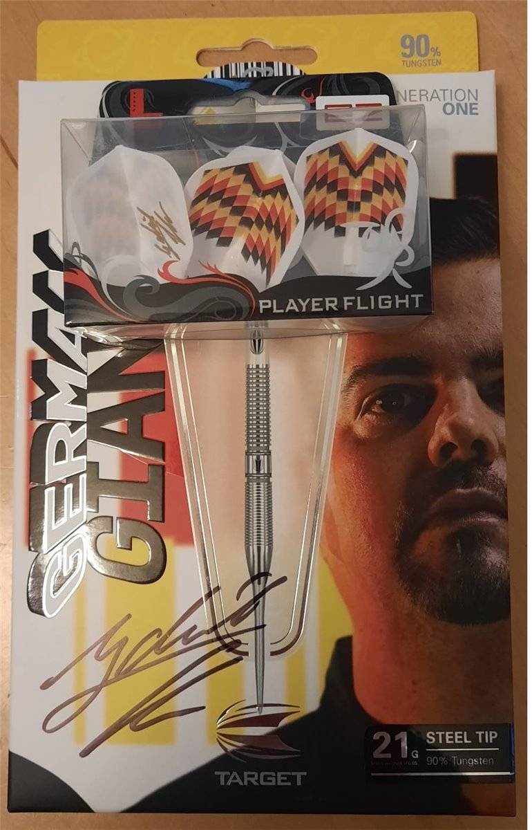Target Gabriel "German Giant" Clemens Steeldarts 21 Gramm + Flights Signiert Steeldarts