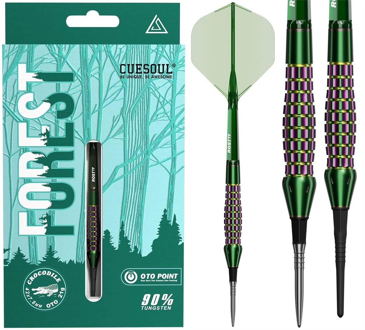 Cuesoul Forest Crocodile 90% Softdarts + Conversion Points No.5 21/23 Gramm Softdarts