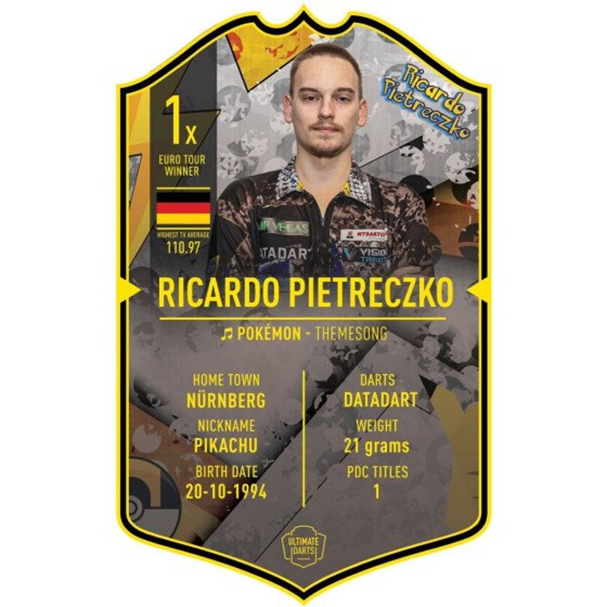 Ultimate Card Ricardo Pietreczko Dartspieler Karte 37 x 25 cm Fanshop