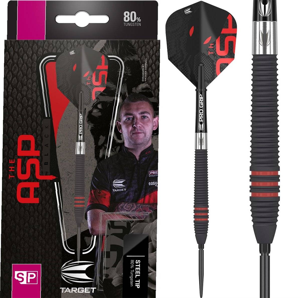 Target Nathan Aspinall Black Swiss Point 80% 2023 Steeldarts 22/24 Gramm Steeldarts