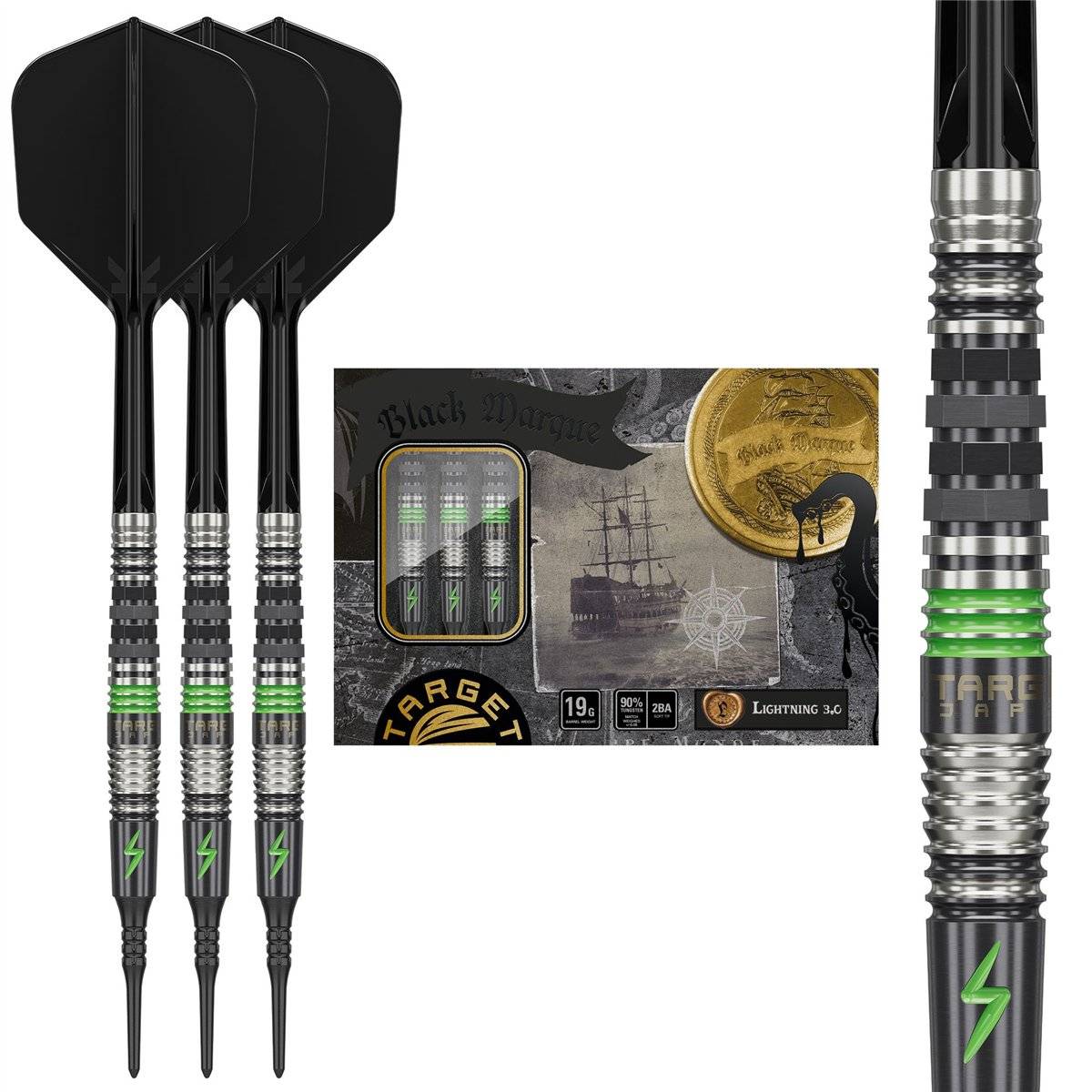 Target Chris Lim Black Marque Lightning 2.0 2BA Softdarts 19 Gramm Softdarts