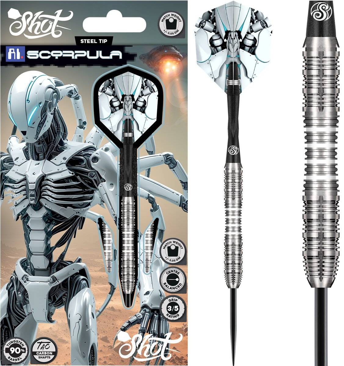 SHOT! AI Scorpula 90% Steeldart 23/24/25/27 Gramm Steeldarts