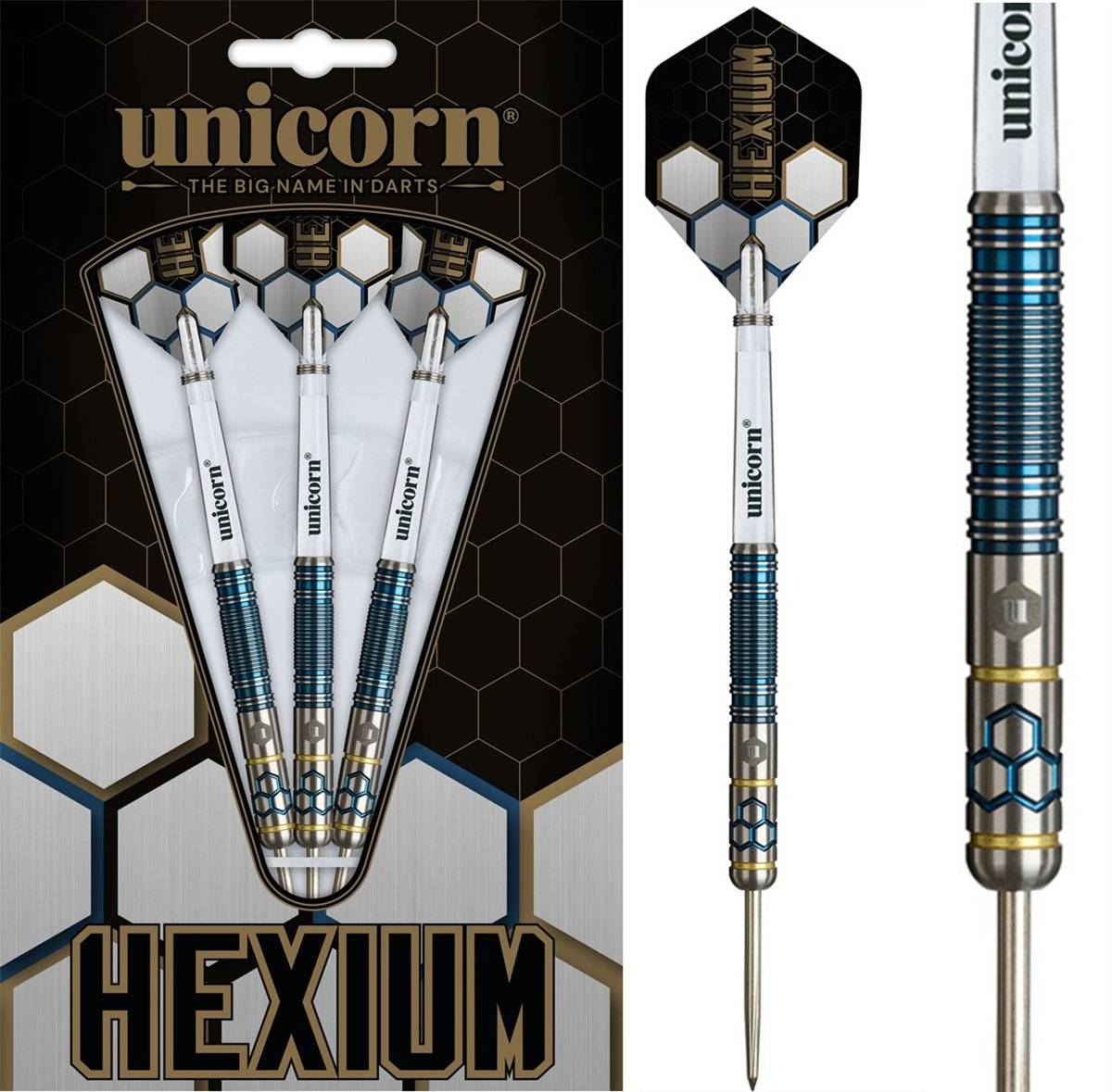 Unicorn Hexium 2 Blue 90% Steeldarts 23/25 Gramm Steeldarts